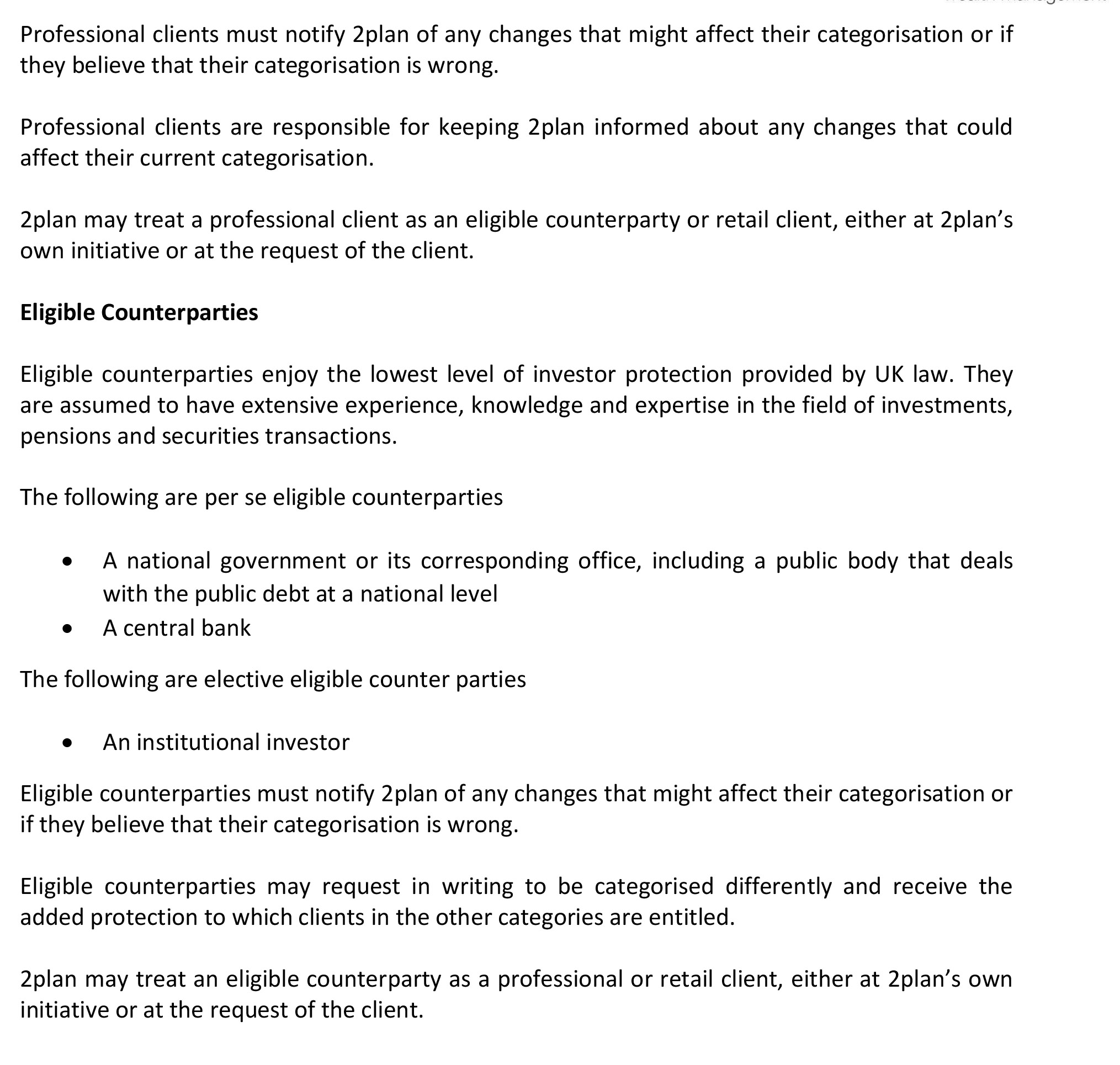 2Plan Client Policy